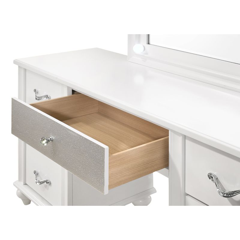 Barzini 7-drawer Vanity Desk with Lighted Mirror White