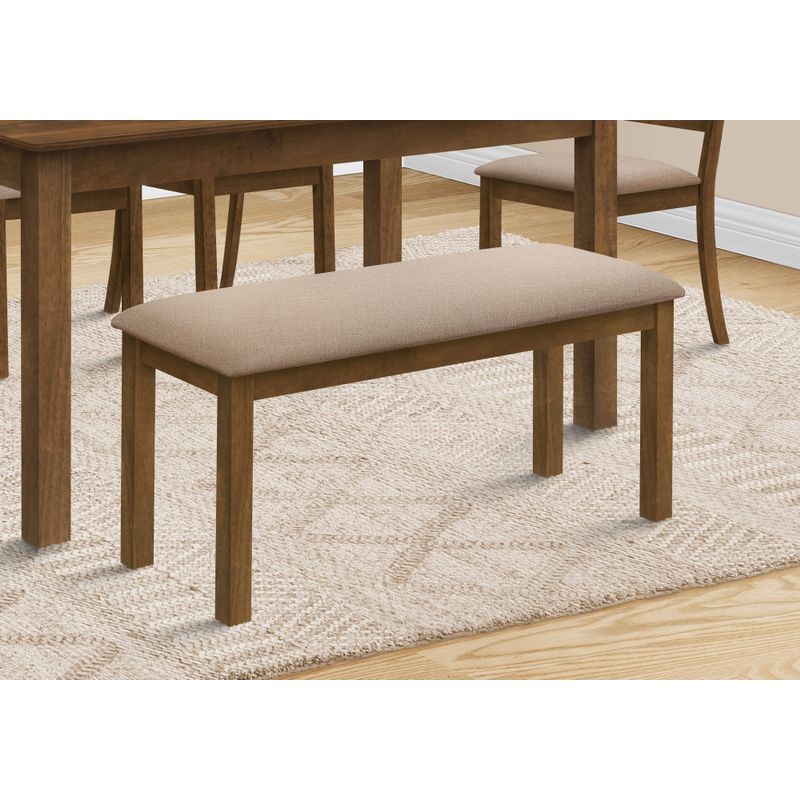 Bench - 42"L / Brown Walnut / Beige Fabric