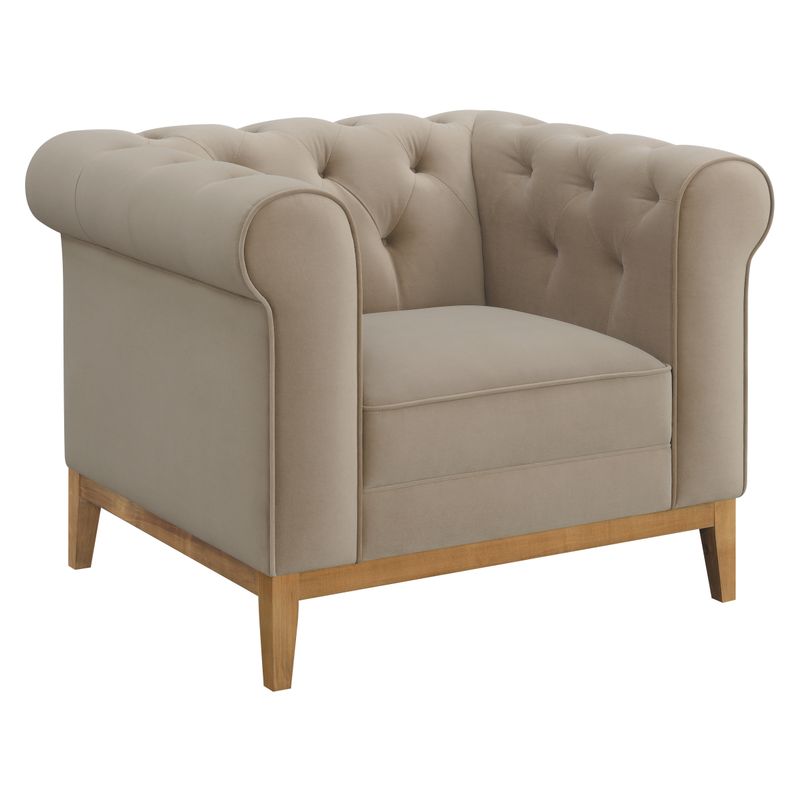 Sandrine Button Tufted Tuxedo Arms Sofa Camel