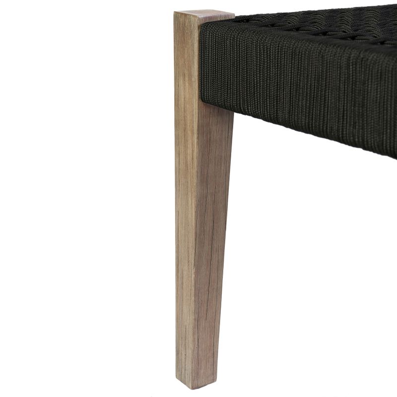 Camino Indoor Outdoor Dining Bench in Eucalyptus Wood and Charcoal Rope