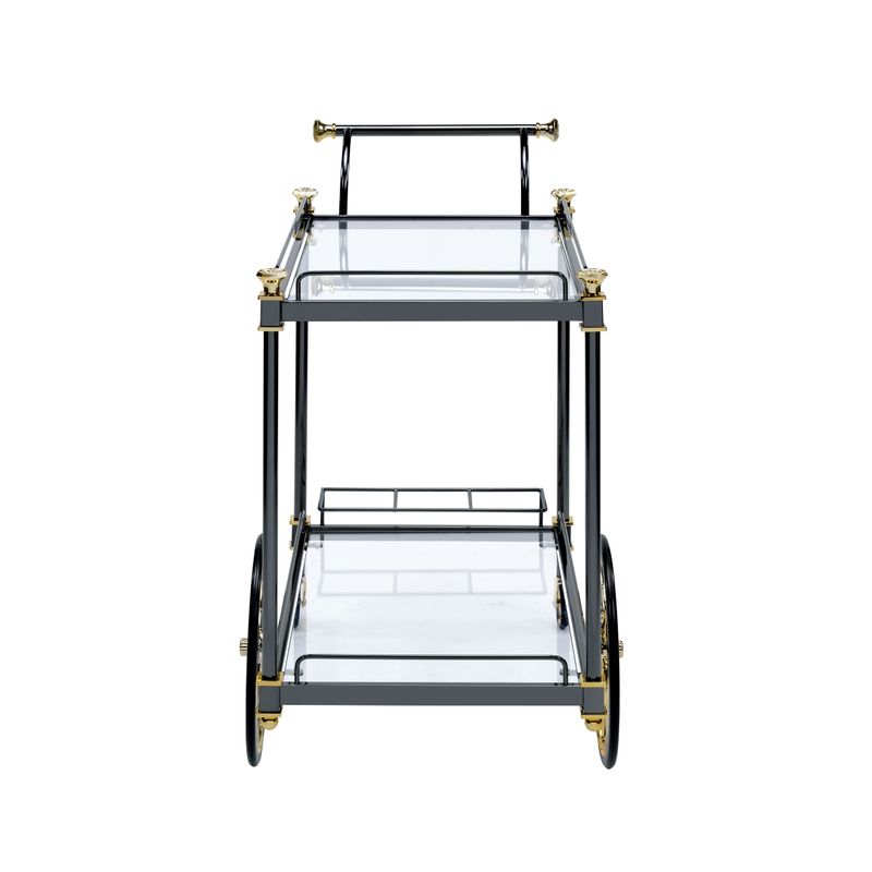 ACME Cyrus Serving Cart, Black/Gold & Clear Glass