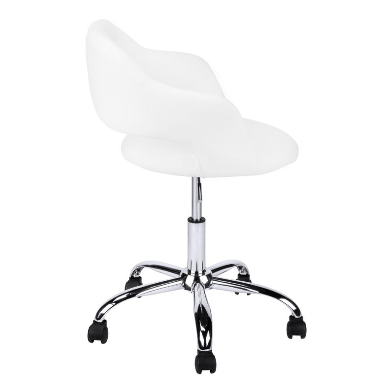 Office Chair/ Adjustable Height/ Swivel/ Ergonomic/ Armrests/ Computer Desk/ Work/ Metal/ Pu Leather Look/ White/ Chrome/ Contemporary/ Mode