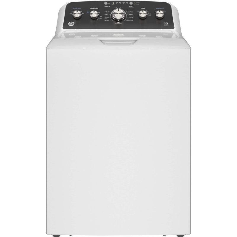 GE - 4.5 Cu. Ft. High-Efficiency Top Load Washer with Deep Fill and Cold Plus - White with Matte Black