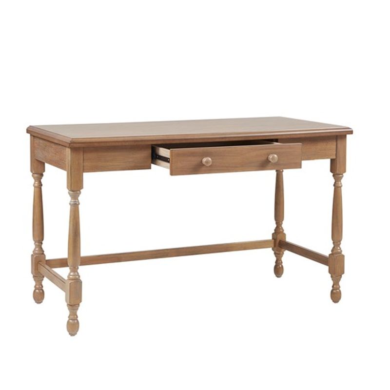 Natural Tabitha Solid Wood Desk with 1 Drawer and turned legs