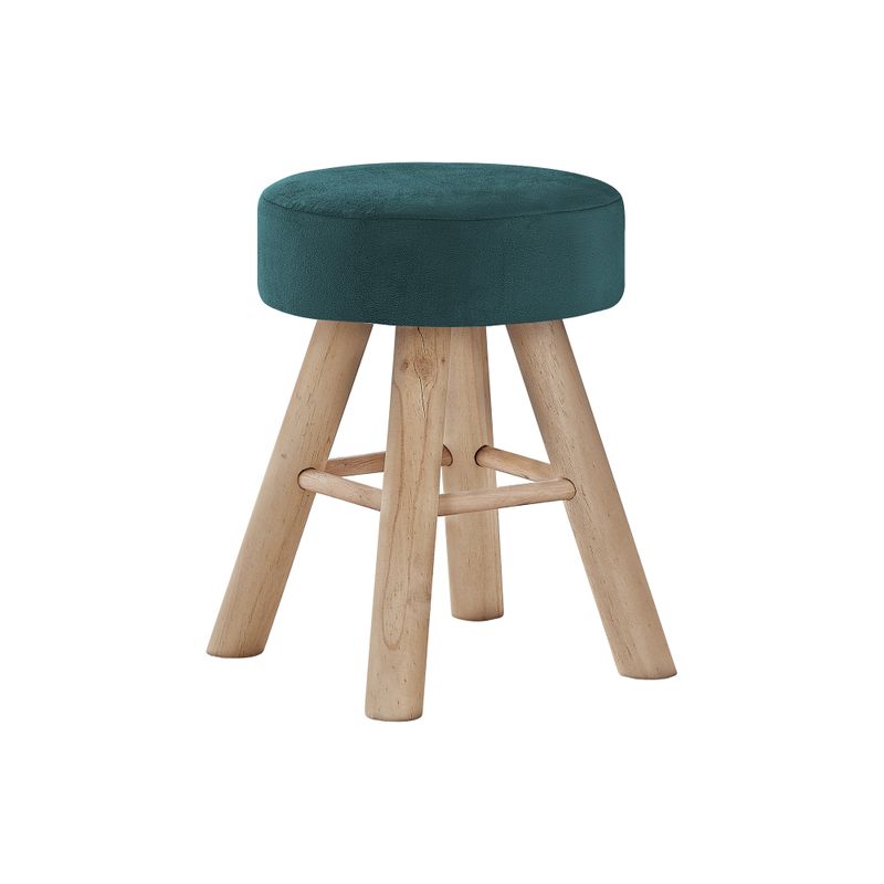 Ottoman/ Pouf/ Footrest/ Foot Stool/ 12" Round/ Velvet/ Wood Legs/ Green/ Natural/ Contemporary/ Modern