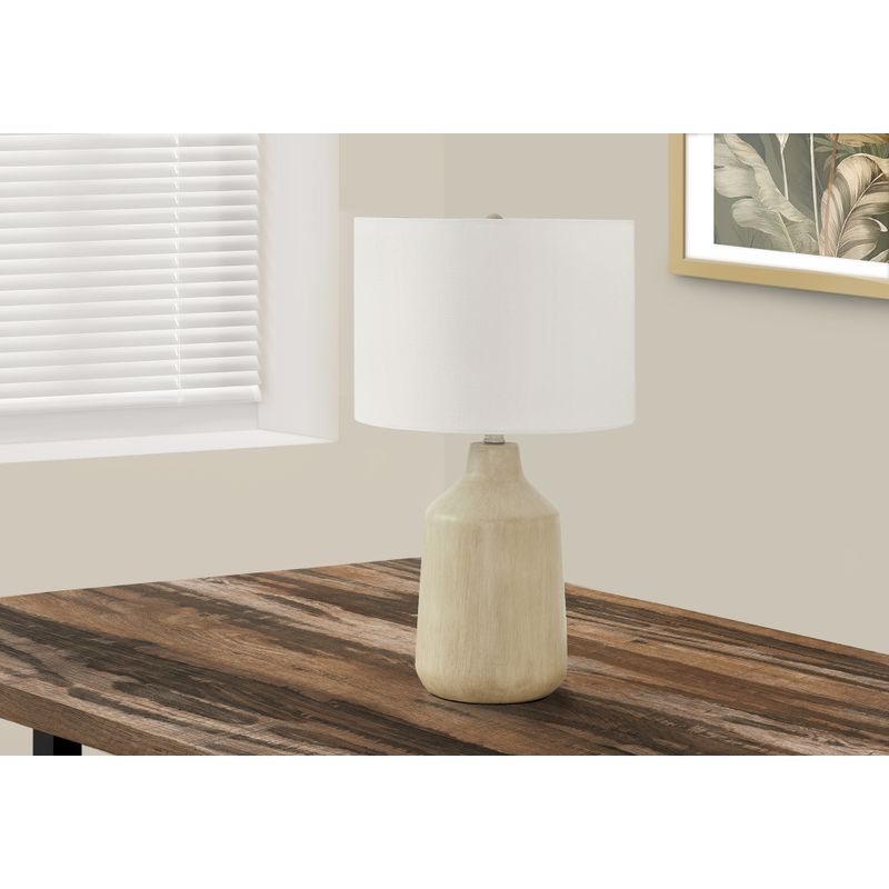 Lighting - 24"H Table Lamp Beige Concrete / Ivory Shade