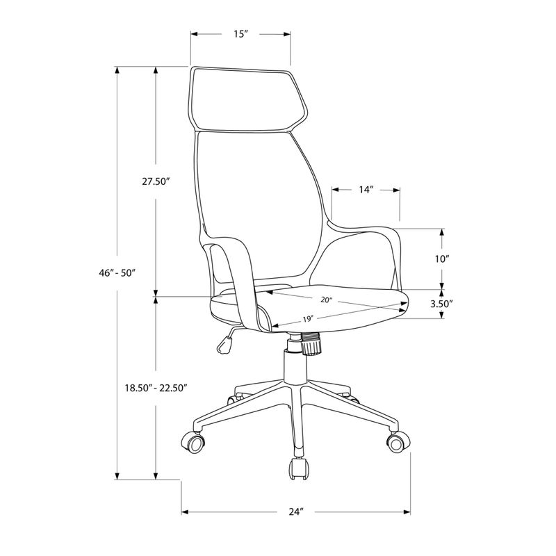 Office Chair/ Adjustable Height/ Swivel/ Ergonomic/ Armrests/ Computer Desk/ Work/ Metal/ Fabric/ Grey/ Black/ Contemporary/ Modern