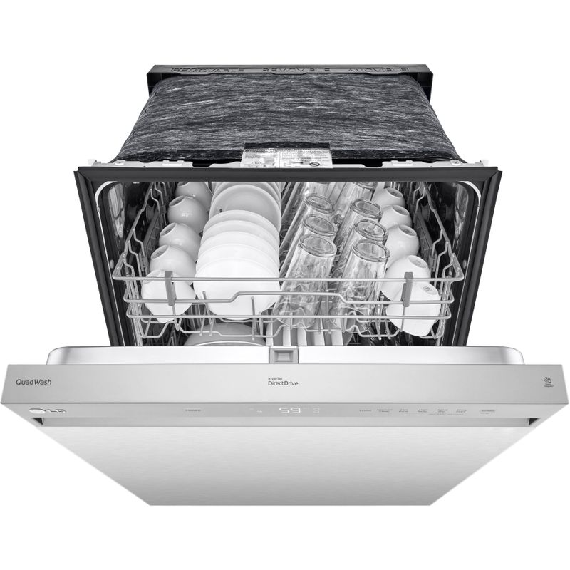 LG - 24 Front Control Built-In Stainless Steel Tub Dishwasher with QuadWash and 50 dba - Stainless Steel