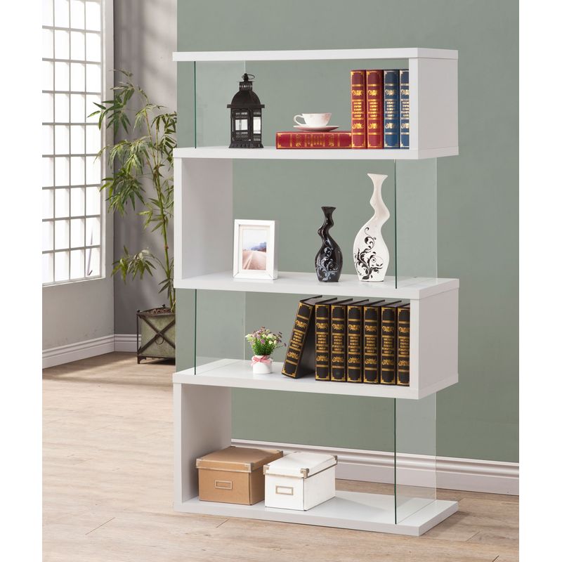 Emelle 4-tier Bookcase White and Clear