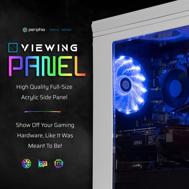 Periphio Warp Gaming PC Computer | AMD Ryzen 5 5600G | Radeon Vega 7 Graphics | 1TB Solid State (SSD) | 16GB DDR4 RAM | Windows 11 | RGB Eli