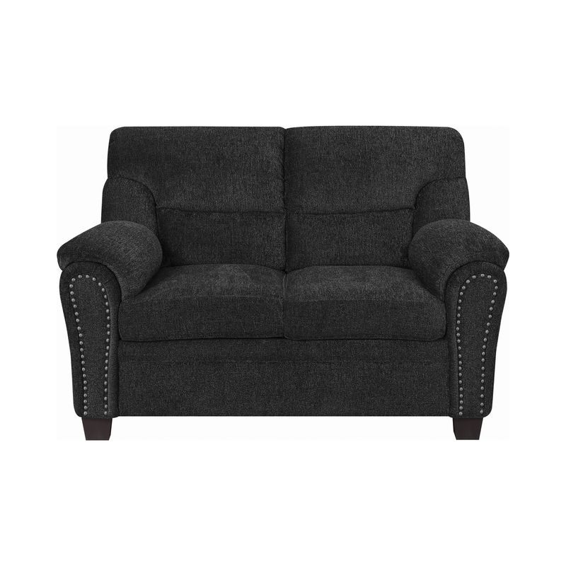 Clemintine Upholstered Loveseat with Nailhead Trim Graphite