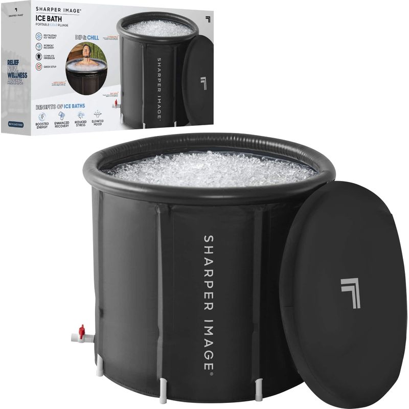 Sharper Image - Ice Bath Portable Cold Plunge, Revitalizing Ice Therapy, Workout Recovery - Black
