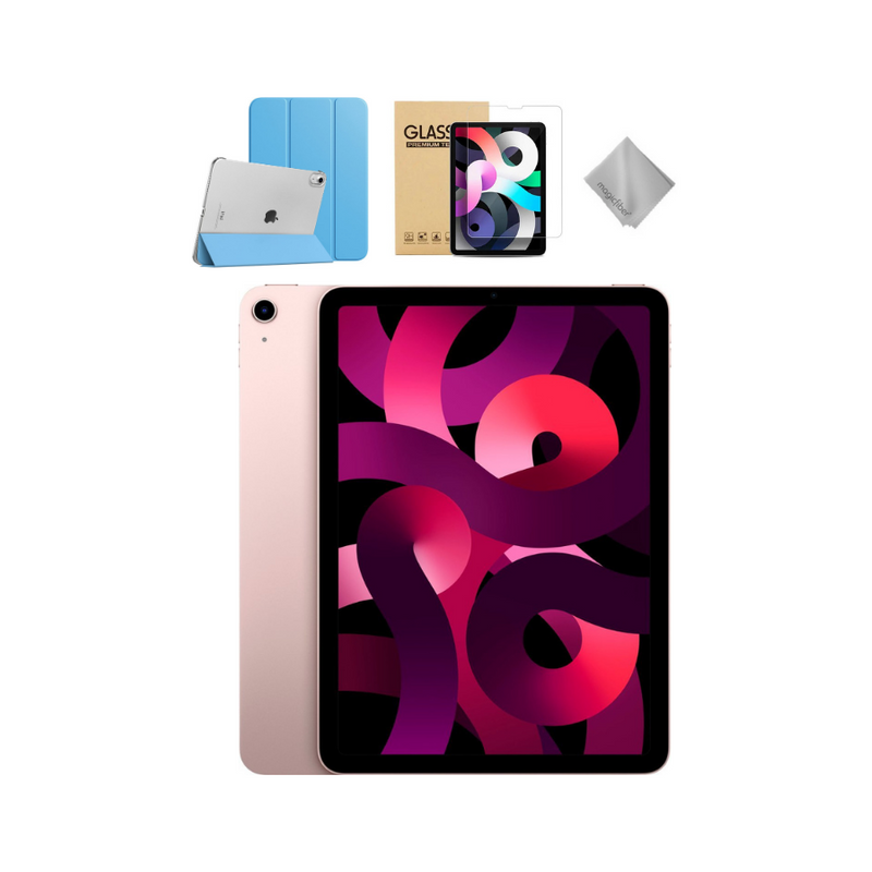 Apple - 10.9-Inch iPad Air - Latest Model - (5th Generation) with Wi-Fi - 256GB - Pink With Blue Case Bundle