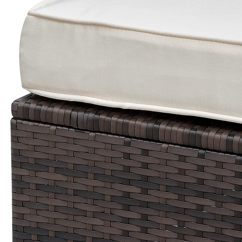 Contemporary Rattan Square Patio Ottoman in Brown/Beige