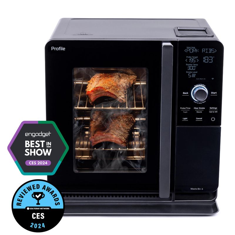 GE Profile - Smart Indoor Smoker - Black
