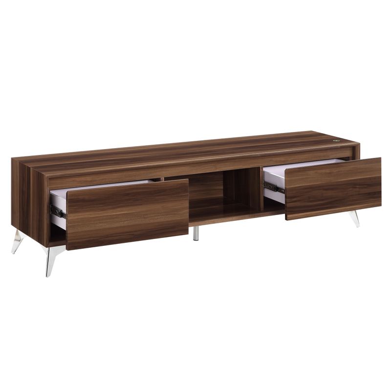 ACME Raceloma TV Stand, LED, Walnut & Chrome Finish