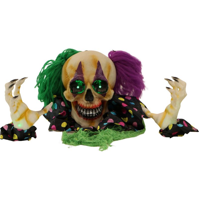 Groundbreaker Skeleton Clown with Lights and Sound, Indoor or Covered Outdoor Halloween Decoration