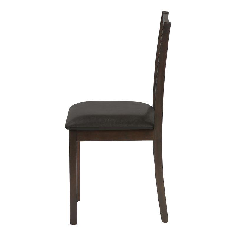 Dining Chair/ Set Of 2/ Side/ Upholstered/ Kitchen/ Dining Room/ Pu Leather Look/ Wood Legs/ Brown/ Transitional