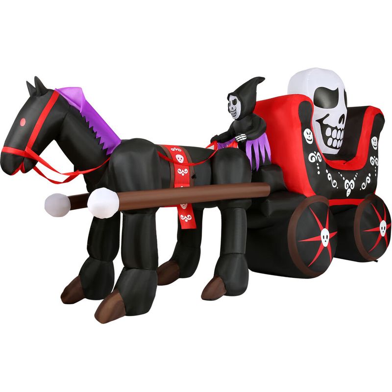 6-Ft.Tall Pre-Lit Inflatable Skull Carriage