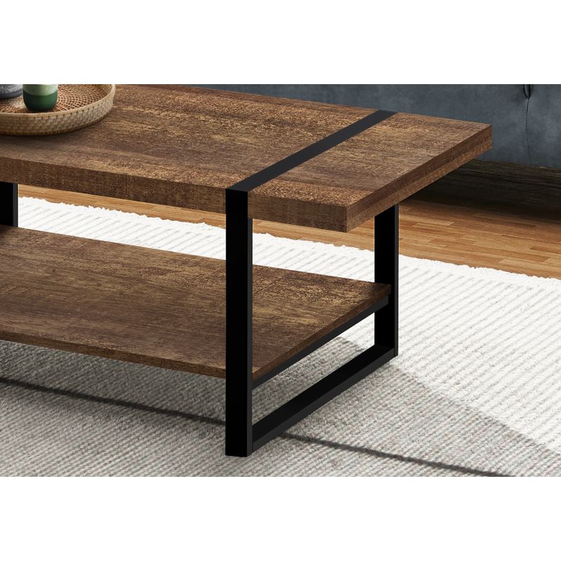 Coffee Table/ Accent/ Cocktail/ Rectangular/ Living Room/ 48"L/ Metal/ Laminate/ Brown/ Black/ Contemporary/ Modern