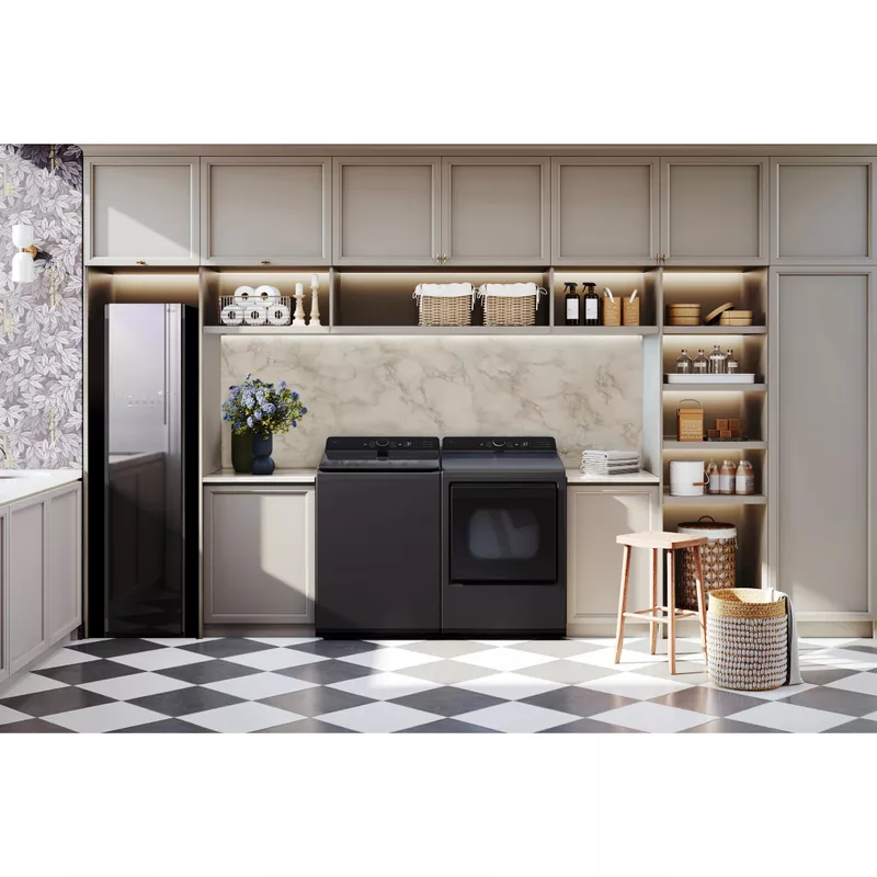 LG 5.3-cu. ft. Smart Top Load Washer with 4-Way Agitator, EasyUnload and AI Sensing in Matte Black