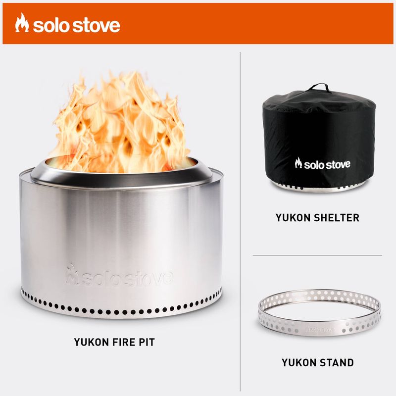 Solo Stove - Yukon + Stand & Shelter 2.0 Bundle - Stainless Steel