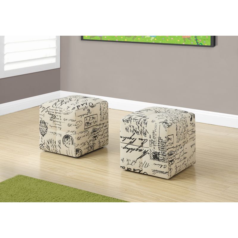 Ottoman/ Pouf/ Footrest/ Foot Stool/ Set Of 2/ Juvenile/ Fabric/ Beige/ Transitional