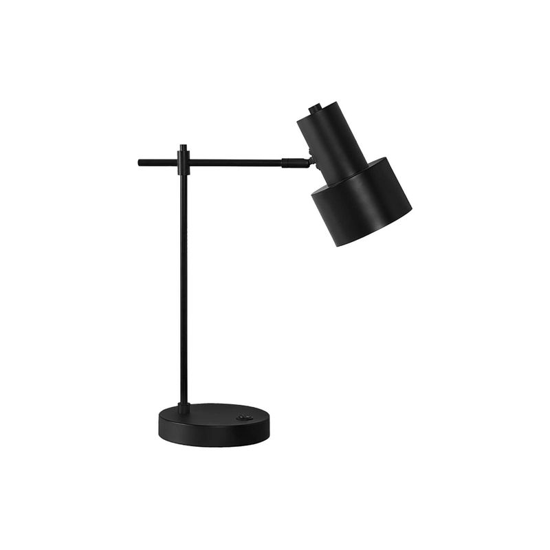 Lighting - 21"H Table Lamp Black Metal/Black Shade/USB