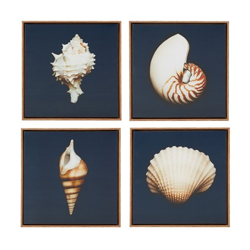 Ocean Seashells 4-piece Framed Canvas Wall Art Set