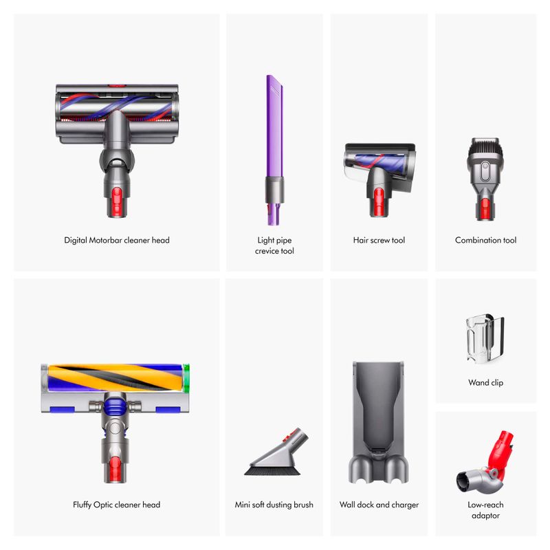 Dyson - V15 Detect Extra Cordless Vacuum with 10 accessories - Yellow/Nickel