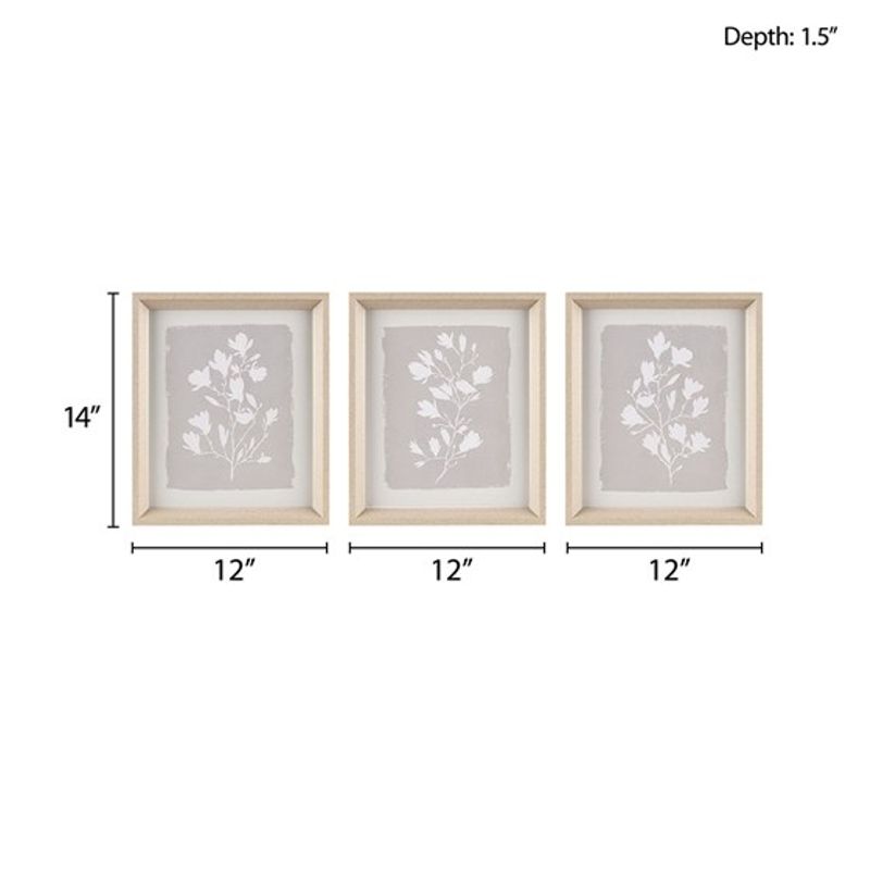 Fair Florets 3-piece Framed Glass Wall Art Set