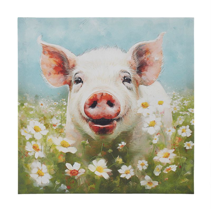 Pig/Green Multi Sunshine Animals Pig Canvas Wall Art See below