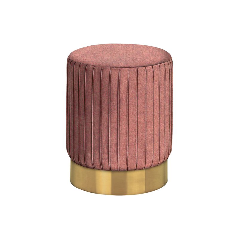 Ottoman/ Pouf/ Footrest/ Foot Stool/ 14" Round/ Velvet/ Metal Base/ Pink/ Gold/ Contemporary/ Modern