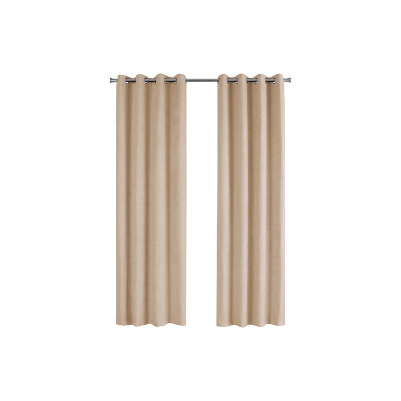 Curtain Panel/ 2pcs Set/ 54"W X 84"L/ Room Darkening/ Grommet/ Living Room/ Bedroom/ Kitchen/ Micro Suede/ Polyester/ Beige/ Contemporary/ M