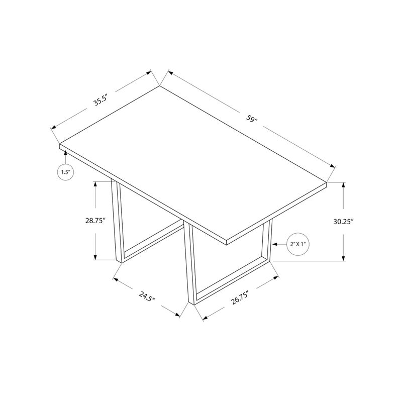 Dining Table - 36"X 60" / Grey / Chrome Metal