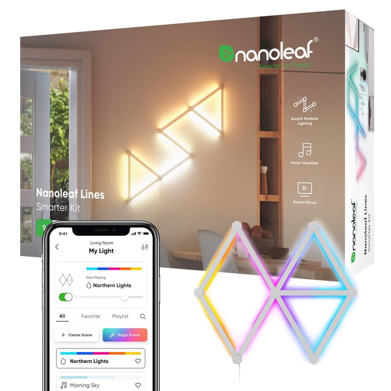 Nanoleaf - Lines 60 Degrees Smarter Kit (9 Light Lines) - Multicolor