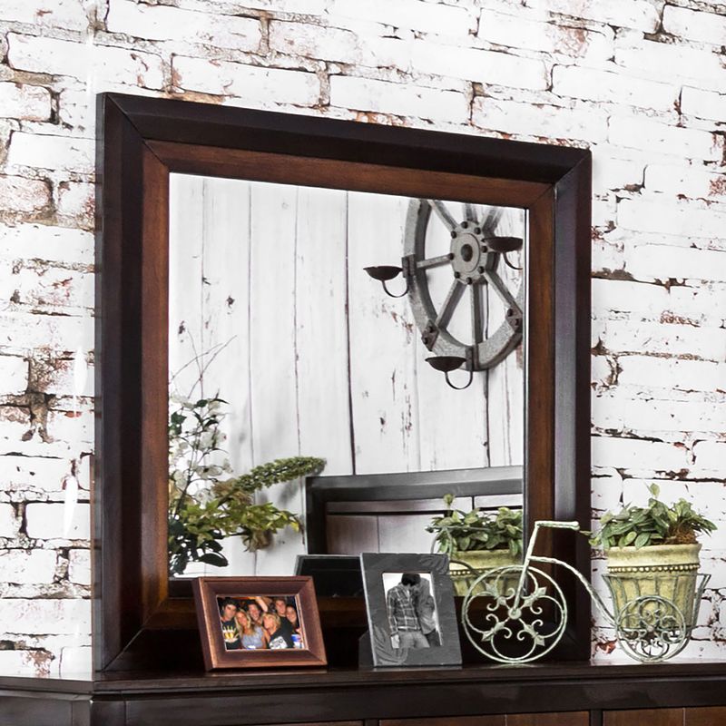 Transitional Wooden Frame Mirror in Acacia/Walnut