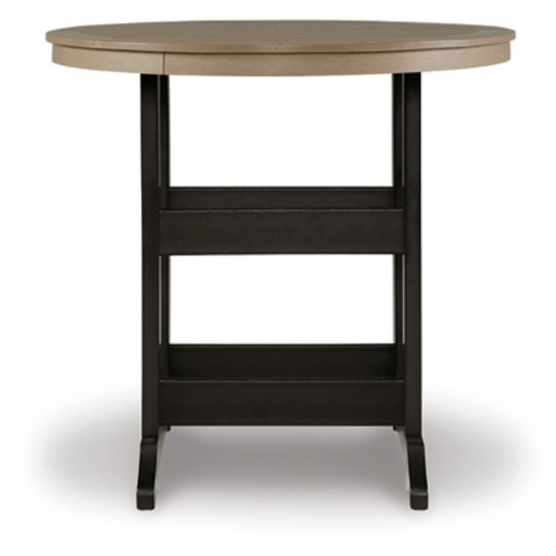 Black/Driftwood Fairen Trail Round Bar Table w/Umbrella Option