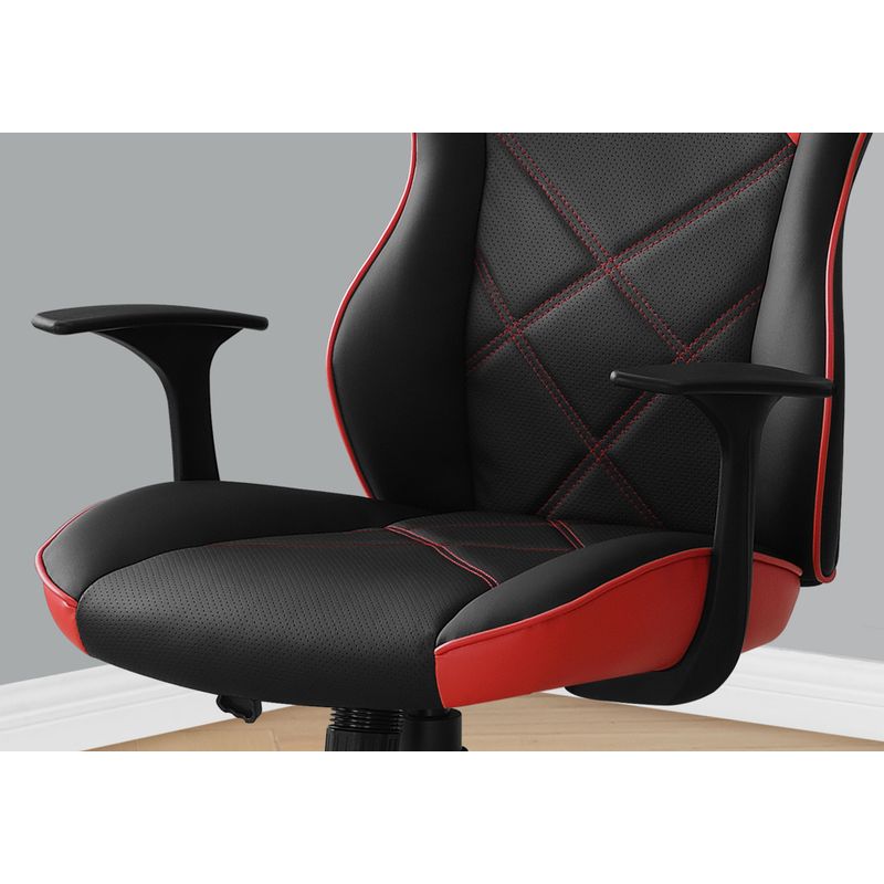 Office Chair/ Gaming/ Adjustable Height/ Swivel/ Ergonomic/ Armrests/ Computer Desk/ Work/ Pu Leather Look/ Metal/ Red/ Black/ Contemporary/