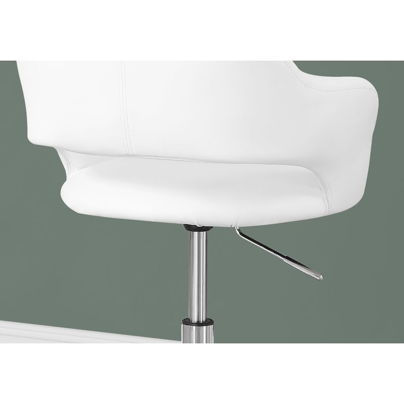 Office Chair/ Adjustable Height/ Swivel/ Ergonomic/ Armrests/ Computer Desk/ Work/ Metal/ Pu Leather Look/ White/ Chrome/ Contemporary/ Mode