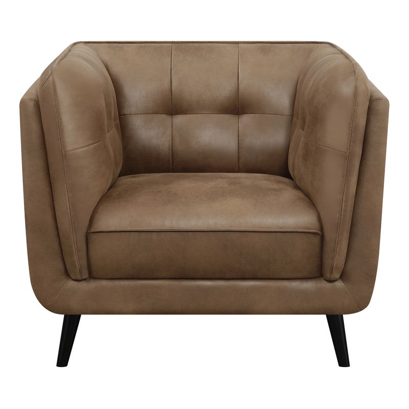 Thatcher Upholstered Button Tufted Chair Brown