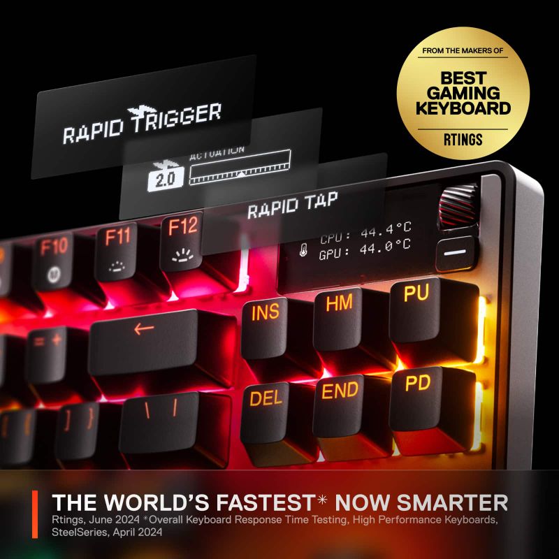 SteelSeries - Apex Pro TKL Gen 3 Wireless HyperMagnetic Gaming Keyboard With Rapid Tap Rapid Trigger Adjustable Actuation - Black