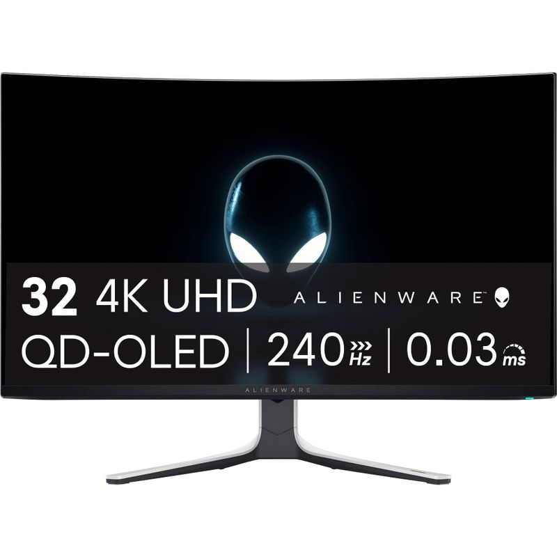 Alienware - AW3225QF 31.6" QD-OLED Curved 4K UHD 240Hz .03-ms G-SYNC Gaming Monitor with HDR (HDMI, USB-C) - Lunar Light