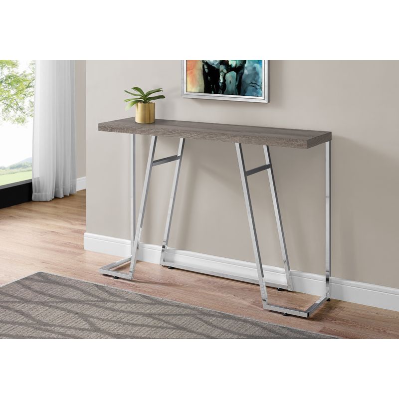 Accent Table/ Console/ Entryway/ Narrow/ Sofa/ Living Room/ Bedroom/ Metal/ Laminate/ Brown/ Chrome/ Contemporary/ Modern