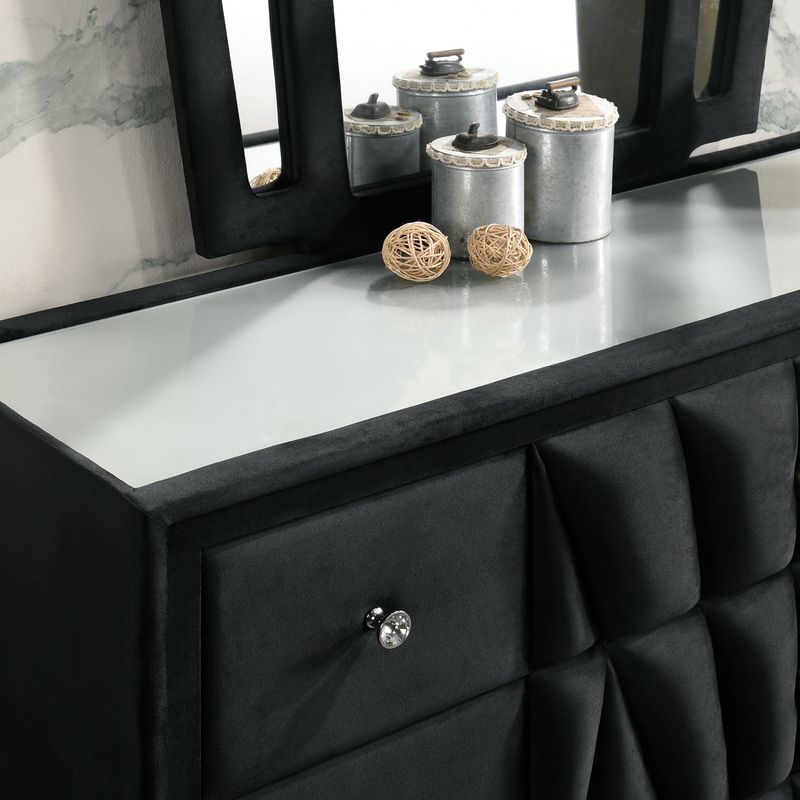 Transitional Fabric Upholstered Dresser in Black