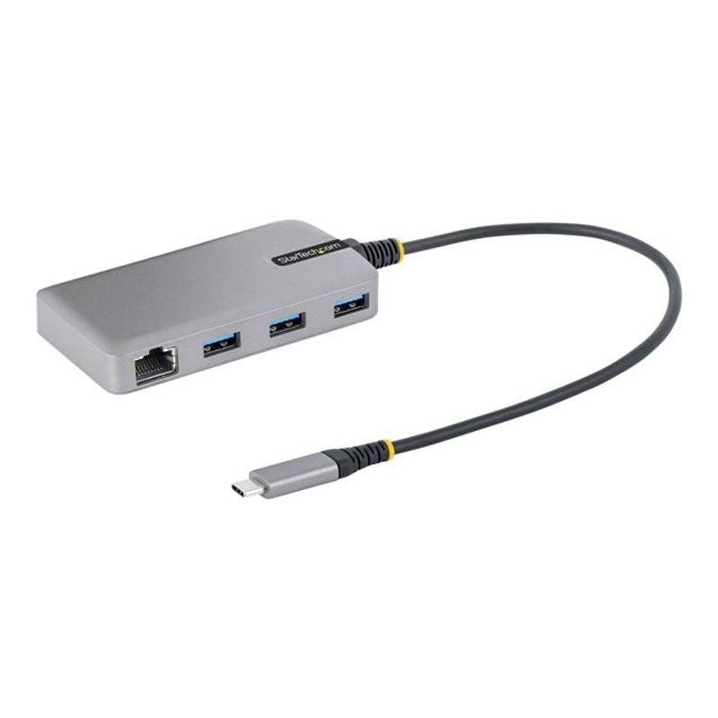 StarTech.com 3-Port USB-C Hub with Ethernet 3x USB-A Ports Gigabit Ethernet USB 3.0 5Gbps Bus-Powered USB Type-C Hub w/GbE and 1ft/30cm Long