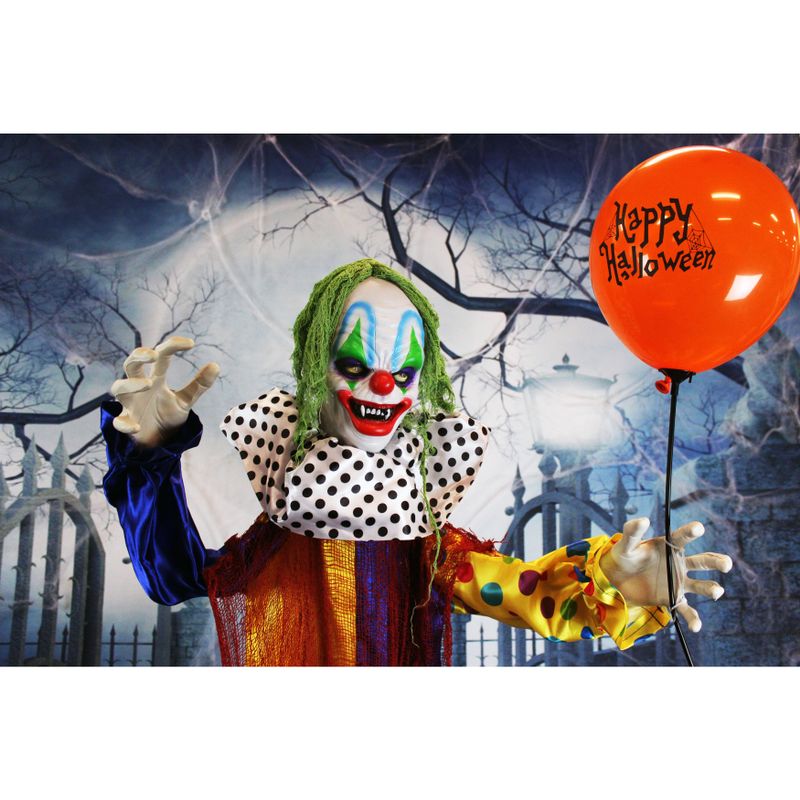 Life-Size Animatronic Clown with Lights and Sound, Indoor or Covered Outdoor Halloween Decoration