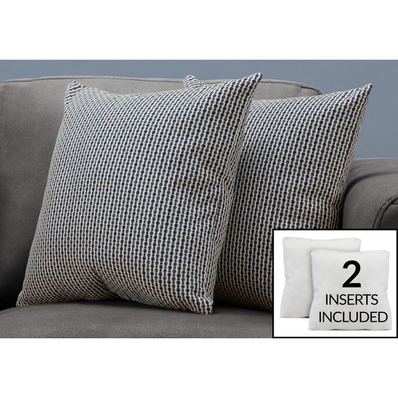 Pillows/ Set Of 2/ 18 X 18 Square/ Insert Included/ decorative Throw/ Accent/ Sofa/ Couch/ Bedroom/ Polyester/ Hypoallergenic/ Blue/ Modern