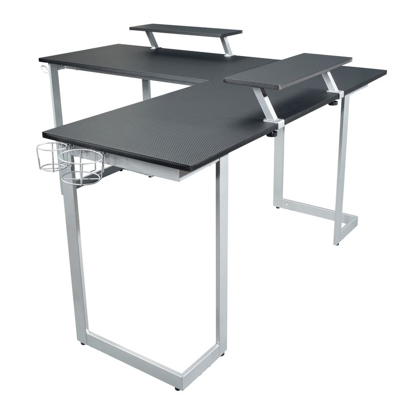 Warrior L-Shaped Gaming Desk, Black