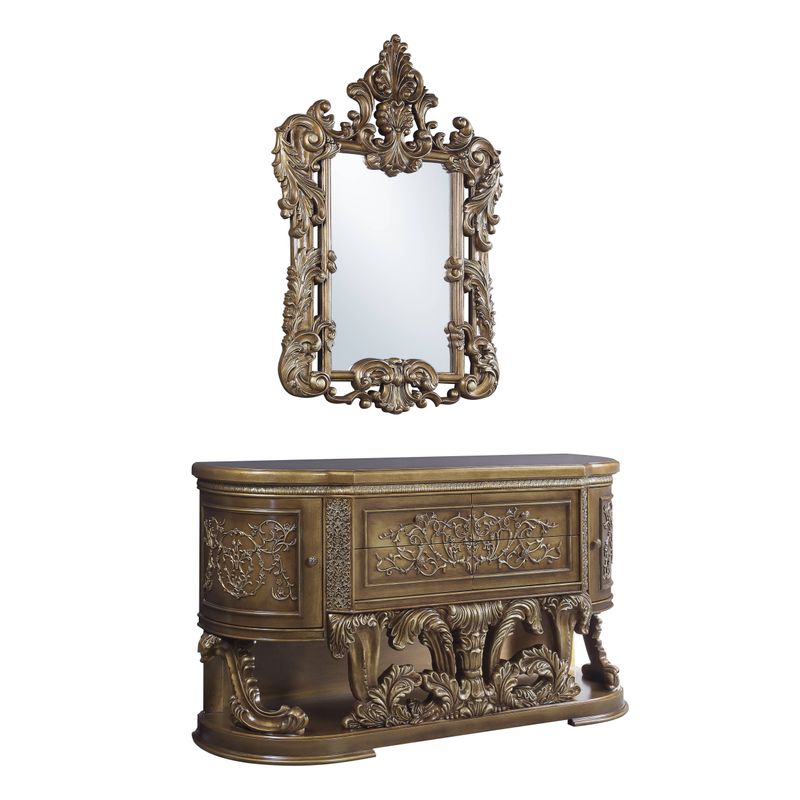 ACME Constantine Mirror, Brown & Gold Finish